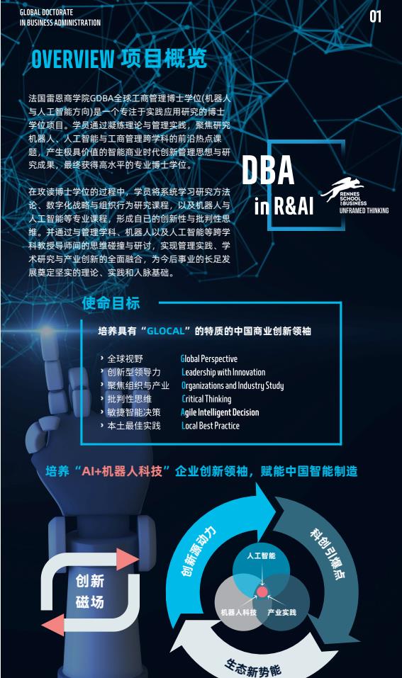 機器人與人工智能方向-全球工商管理博士（GDBA in R&Al）簡章-法國雷恩商學院